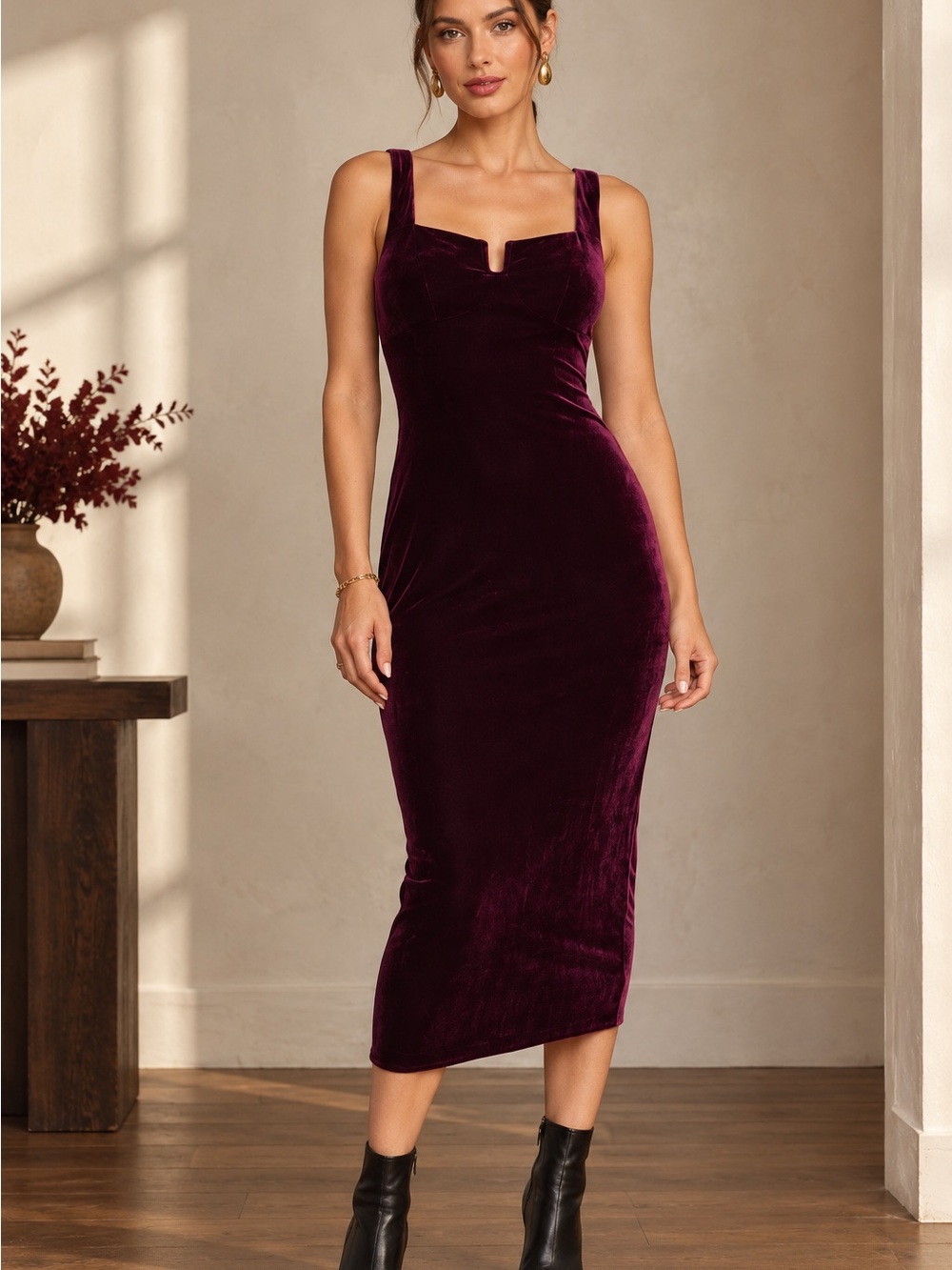 Reformation Lillee Knit Dress Crimson Velvet Burgundy Midi XS NWT